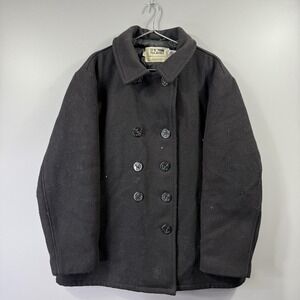 Schott 740N Pea Coat Mens 46 Blue Heavy Wool Double Breasted US Navy USA